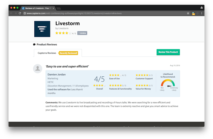 Livestorm on Capterra