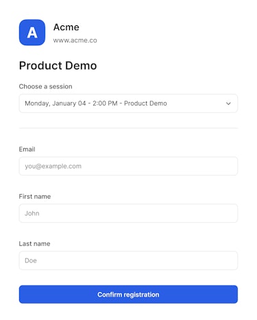 webinar registration pages