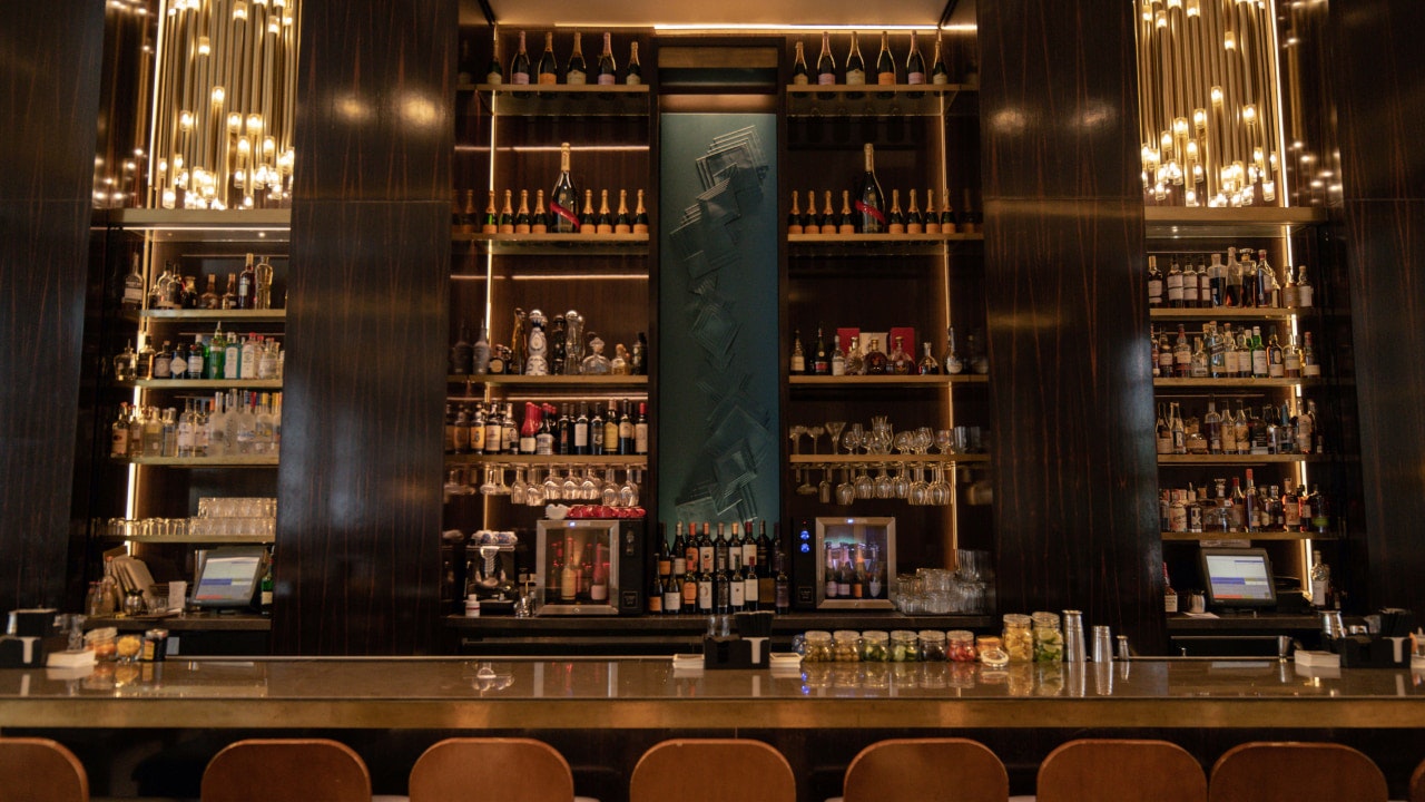 Relaxed bar with wooden chairs - Free virtual background to download ...