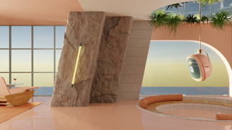 Sea view living room Daylight Background