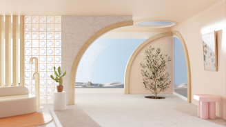 Sunny Dune view living room Daylight Background